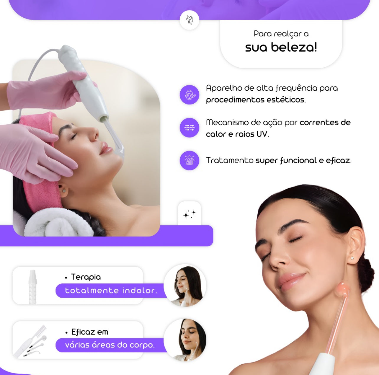 Tratamento Capilar e Facial com Alta Frequência ORIGINAL - Ellegance DeLuxe